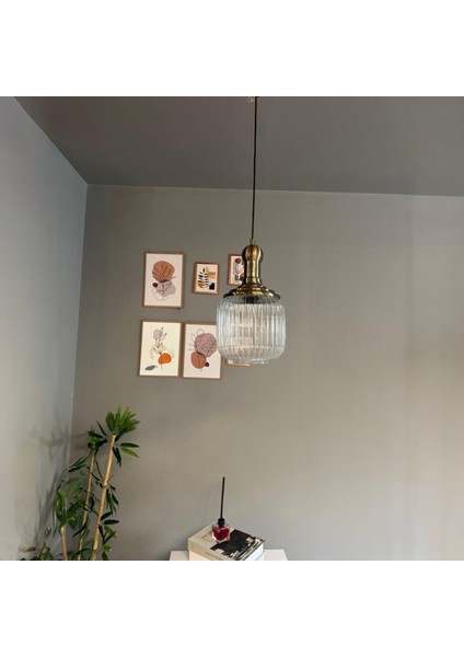 Mopa Cam Şeffaf Tekli Avize Delikli Eskimte Başlık Retro Sarkıt Lamba Restoran Salon Aydınlatma