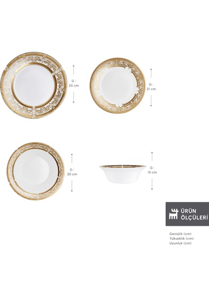 Forever Bone Goldenia 24 Parça 6 Kişilik Yemek Takımı fiyatları