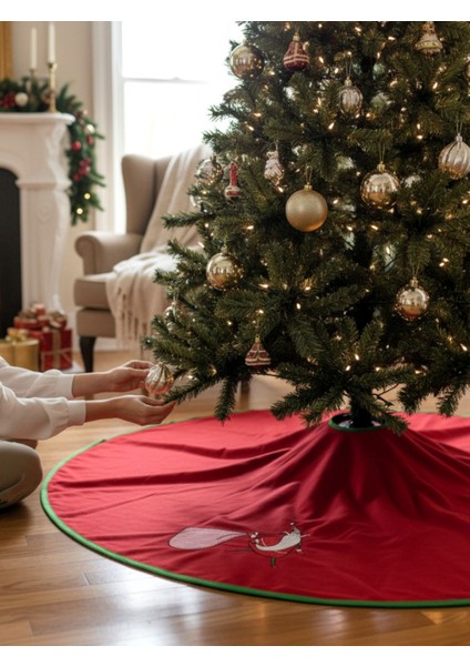 Noel Baba Nakışlı Çam Ağacı Örtüsü (90CM)