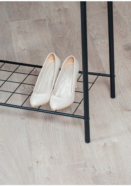 Elite 2 Siyah Metal Raflı Elbise Askısı Ayaklı Askılık Konfeksiyon Askılık Siyah fırsatları