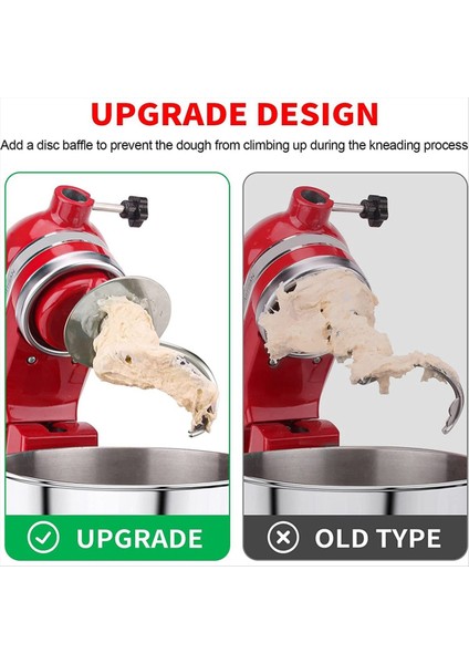 Paslanmaz Çelik Düz Çırpıcı+Hamur Kancası Yedek Mutfakaid 4.5qt ve 5qt Kase Yatırma Kafası Stand Mikserleri Ek (Yurt Dışından) modelleri