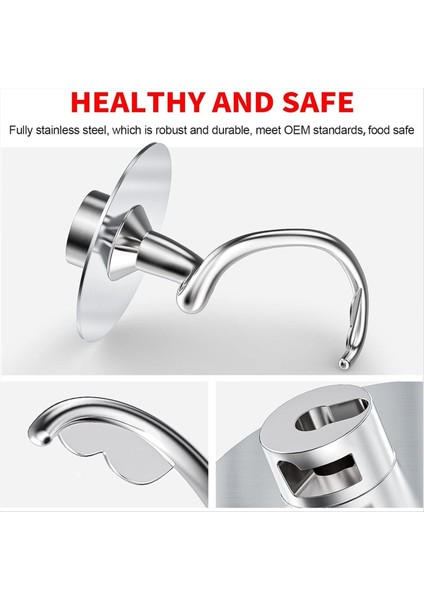 Kitchenaid Stand Mixer Için Paslanmaz Çelik Spiral Hamur Kancası, Tilt-Head Stand Mikserleri Için 4.5-5 Qt Karıştırma Kasesi (Yurt Dışından) fiyatları