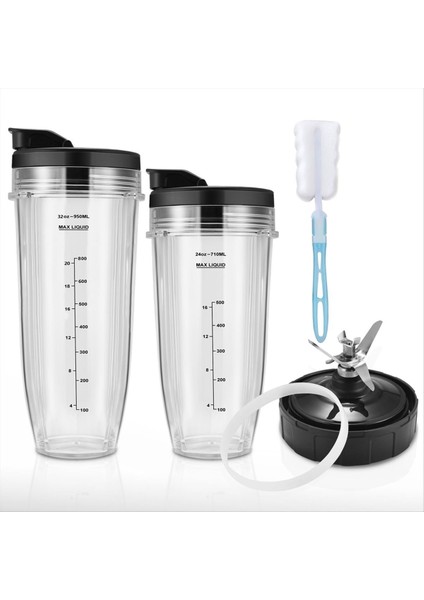Ninja Auto Iq, 24OZ + 32OZ Ninja Blender Bardakları Için Blender Yedek Parçaları, Kalabalık Kapaklar Seti, Kanatçık Çıkarıcı Bıçağı (Yurt Dışından)