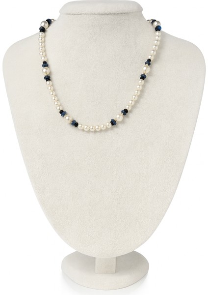 Mavi Doğal Taş Detaylı Inci Kolye Seti fiyatları