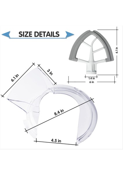 Kitchenaid 4.5 ve 5 Litre Eğik Başlık Stant Mikserleri ve Eğim Başı 4.5-5qt Için Esnek Kenar Çırpıcı Için Dökme Kalkan (Yurt Dışından) modelleri