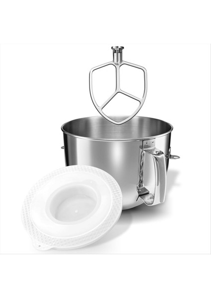 6qt Paslanmaz Çelik Mikser Kase Kapak Kapakları ve Çırpıcı Kürek Ek Mutfakta Standı Mikseri Değiştirme (Yurt Dışından)