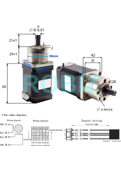 17HS6401S-PG5.18-1 Redüktörlü Nema 17 Step Motor 70N.CM D Tip Mil 2 Faz 1.7A 1.8 Derece 200 Adım 3D fiyatları