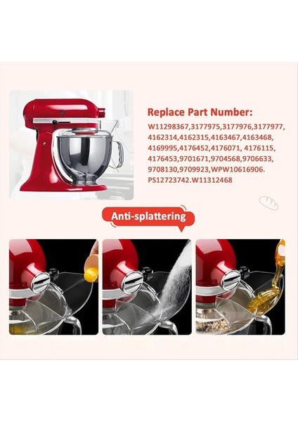 Kitchenaid Için 4.5-5qt Tilt-Head Stand Mikserleri Aksesuarlar Çanak Karıştırma Kasesi+Döküm Kalkanı Braket Bulaşık Makinesi Güvenli (Yurt Dışından)