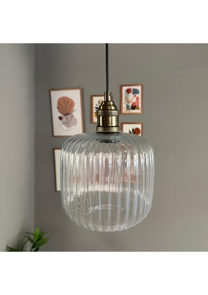 Mopa Cam Şeffaf Tekli Avize Lale Başlık Retro Sarkıt Lamba Restoran Salon Aydınlatma fırsatları