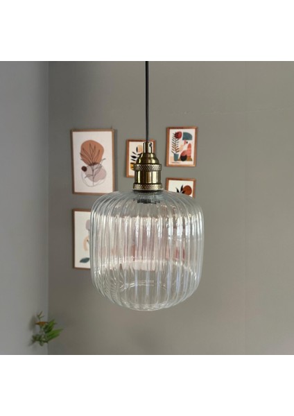 Mopa Cam Şeffaf Tekli Avize Lale Başlık Retro Sarkıt Lamba Restoran Salon Aydınlatma indirimleri