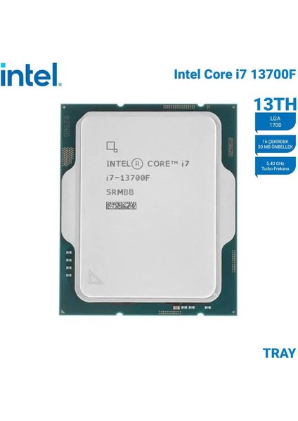 Raptor Lake I7-13700F Tray Vga'sız Fansız 16 Core 2,1/5.4ghz 30MB LGA1700
