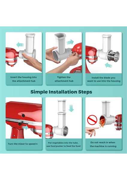 Slicer Shredder Ataşmanları, Kitchenaid Stand Mixer Için Taze Hazırlık Sebze Dilimleyici, Temizlik Fırçası ile Salata Makinesi (Yurt Dışından) fırsatları