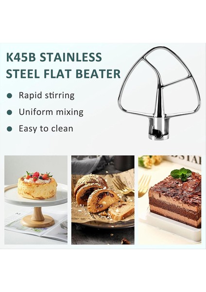 Paslanmaz Çelik Düz Çırpıcı Hamur Kancası Mutfaklı Için 4.5-5 Quart Tilt Head Stand Mikser Yardım Ekleri (Yurt Dışından) indirimleri