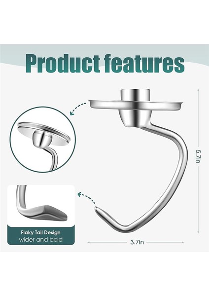 Paslanmaz Çelik K45DH Hamur Kanca Eklenmesi Mutfaktaid 4.5-5q Ttilt-Head Mikser Parçaları Accessorie (Yurt Dışından) fiyatları