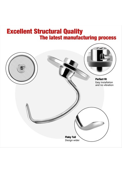 Paslanmaz Çelik Profesyonel Hamur Kancası ve 4.5 ve 5 Quart Mixer Modelleri Için Karıştırma Kasesi K45, K45SS, KN15E1X, KSM75 ve Daha Fazlası (Yurt Dışından) fiyatları