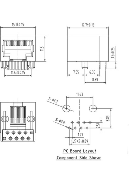 8P8C Plastik Sarı RJ45 Soket Ethernet Bağlantı Soketi 8 Pin Pcb indirimleri