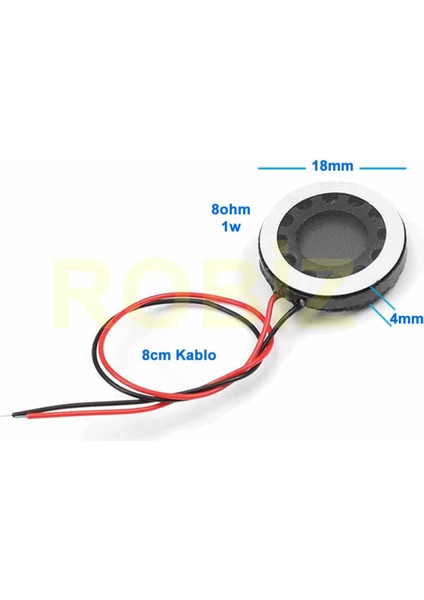 Hoparlör 1W 8ohm 18MM Yuvarlak 8cm Kablolu Mini 1.8cm Speaker Ses Müzik Amfi Ürün Müze Otomobil