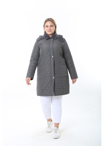 İthal Yumuşak Kürklü Mont, Büyük Beden , Tavşan Tüylü Kaban, Su Itici Mont,kapitone Mont,diz üstü