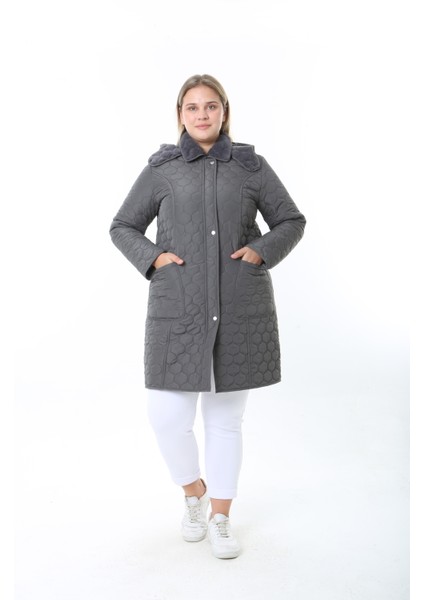 İthal Yumuşak Kürklü Mont, Büyük Beden , Tavşan Tüylü Kaban, Su Itici Mont,kapitone Mont,diz üstü