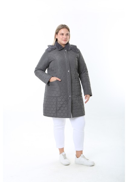 İthal Yumuşak Kürklü Mont, Büyük Beden , Tavşan Tüylü Kaban, Su Itici Mont,kapitone Mont,diz üstü