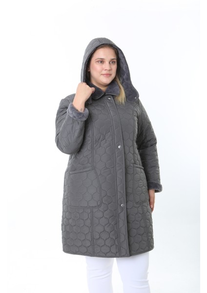 İthal Yumuşak Kürklü Mont, Büyük Beden , Tavşan Tüylü Kaban, Su Itici Mont,kapitone Mont,diz üstü