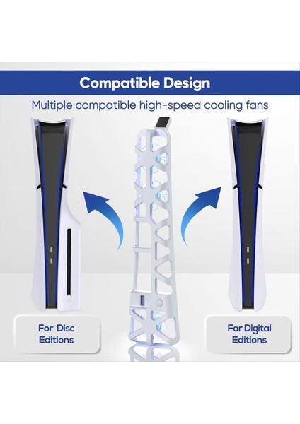 Ps5 Ince Konsol Için Soğutma Fanı, Bellek Fonksiyonu ve LED Işık, Serin Aksesuarları Olan Sessiz Soğutma Sistemi -Beyaz (Yurt Dışından) indirimleri