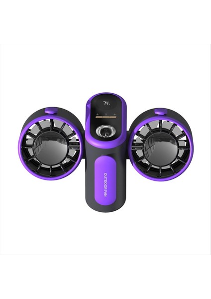 Turbo Jet Fan Çifte Başlı Bel Montajlı Fan Güç Bankası Açık Kamp Seyahat Işleri, Gri ve Mor Için Işık (Yurt Dışından)