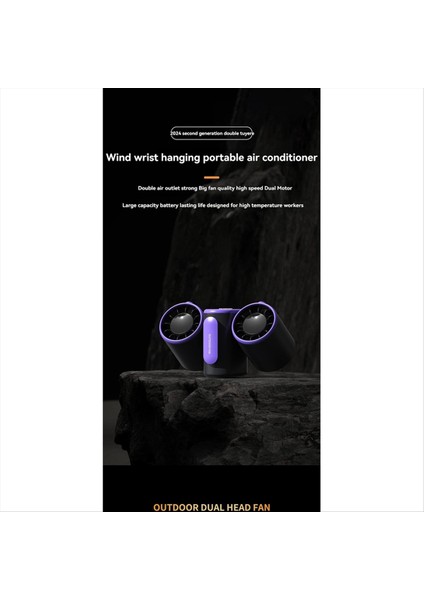 Turbo Jet Fan Çifte Başlı Bel Montajlı Fan Güç Bankası Açık Kamp Seyahat Işleri, Gri ve Mor Için Işık (Yurt Dışından) fiyatları