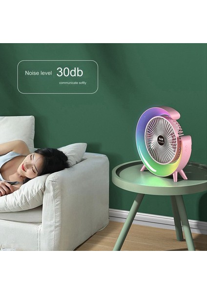 LED Çok Renkli Masaüstü Fan, Ortam Işığı, USB Şarjı, Büyük Hava Hacminin Ayarlanması, Sessiz Küçük Elektrikli Fan C (Yurt Dışından) modelleri