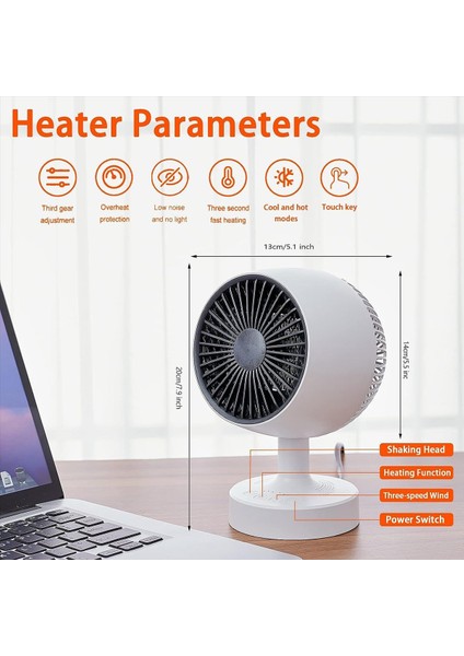 Mini Isıtıcı, Boşluk Isıtıcı, Ofis Için 500W Masa Isıtıcısı, 160 ° Yanal Otomatik Salınım 3 Dişli Ayarlanabilir, Ptc Seramik Ab Fişi (Yurt Dışından) indirimleri
