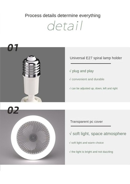 Uzaktan Kumandalı Tavan Fanı ve 30W LED Lamba Fanı Akıllı Sessiz Tavan Fanı E27 Dönüştürücü Taban Gri (Yurt Dışından)