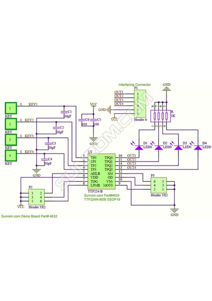 TTP224N-BSB 4 Buton Kapasitif Dokunmatik Sensör Entegresi SSOP16 Algılayıcı Işık Lamba Vantilatör modelleri