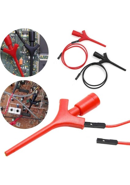 Kanca Tip Test Prob Çifti 2mm 30CM Mini Test Lojik Analizör Lehimsiz Tutucu Yakalayıcı Tel Klips