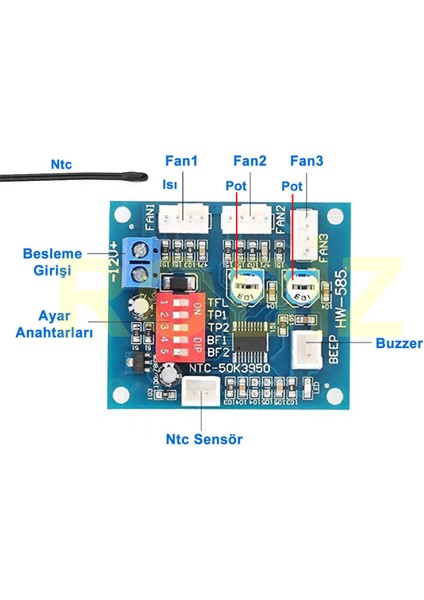 3 Kanal Dc 12V 4A Pwm Fan Hız Kontrol HW585 Otomatik Sıcaklık Kontrol Ntc Sensör Buzzer Uyarı Pc fırsatları