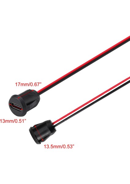 Type C Panel Montaj Dişi Soket 2 Pin 15CM Kablolu Uzatma USB 3.1 Konnektör Araba Kamera Oyuncak