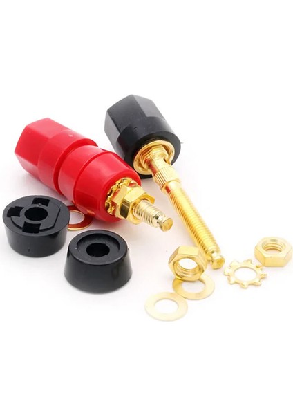 4mm Banana Soket Terminal Çifti Kırmızı Siyah Hexagon Konnektör Hoparlör Güç Kaynağı Amflikatör