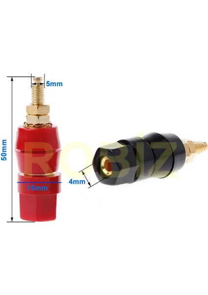 4mm Banana Soket Terminal Çifti Kırmızı Siyah Hexagon Konnektör Hoparlör Güç Kaynağı Amflikatör