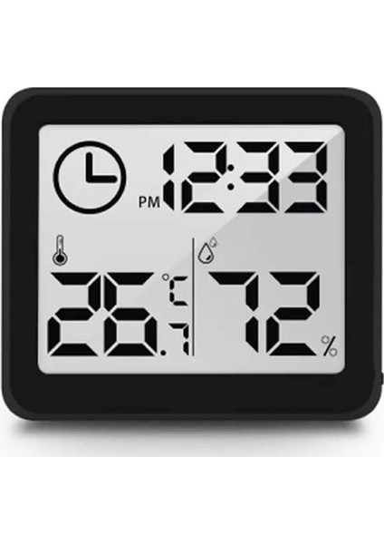 Saat Nem Sıcaklık Ölçer Zaman Hava Durumu Isı Gösterge Dijital Ekran Termometre Ev Oda Ofis Kuluçka