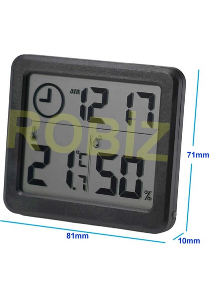 Saat Nem Sıcaklık Ölçer Zaman Hava Durumu Isı Gösterge Dijital Ekran Termometre Ev Oda Ofis Kuluçka