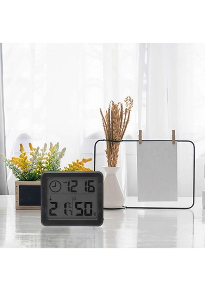 Saat Nem Sıcaklık Ölçer Zaman Hava Durumu Isı Gösterge Dijital Ekran Termometre Ev Oda Ofis Kuluçka