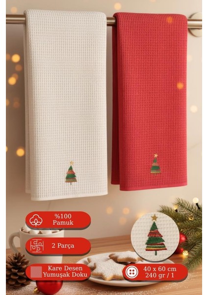 2 Li Havlu Seti Yılbaşı Temalı Nakışlı Havlu Nuevo 40X60 cm fiyatları