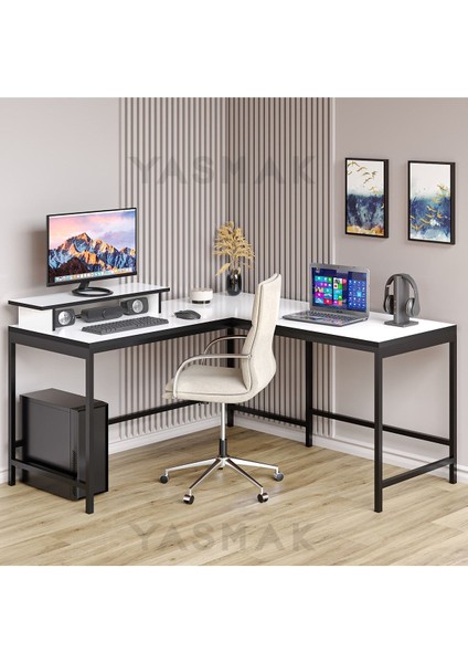 Beyaz L Tipi Çalışma Oyun Masası 270B