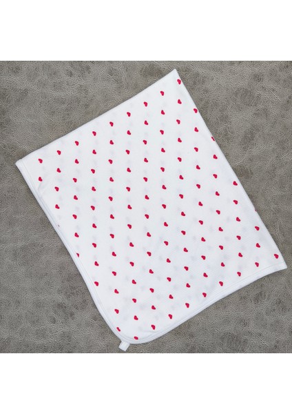 Kalp Desenli Raporlu Pamuklu 80X90 cm Çift Kat Interlok Bebek Battaniye modelleri