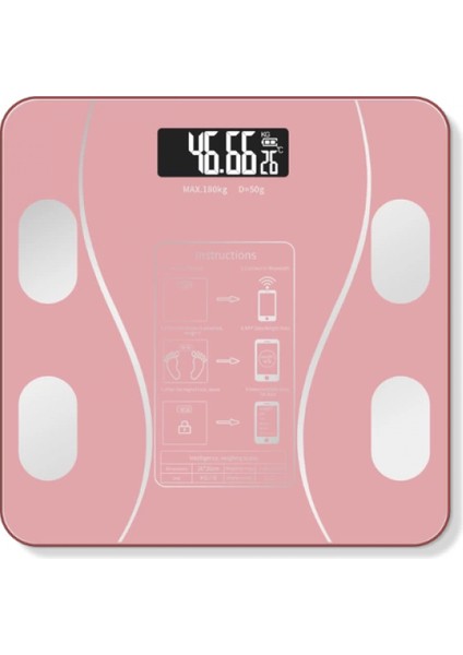 Pembe Renk Bluetooth Özellikli Akıllı Tartı