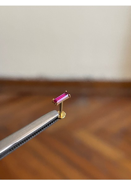 %100 G23 Titanyum Uzun Baget Taşlı Detay Flatback Kıkırdak Helix Conch Tragus Labret Piercing fiyatları