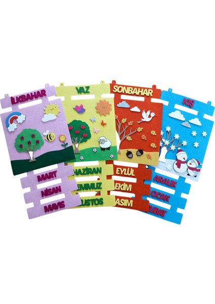 Keçe Kare Mevsimler Panosu, Kare Mevsim Şeridi, Kare Mevsim Köşesi, Kare Mevsimler