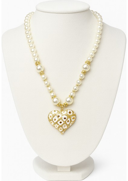 Altın Kaplama Kalp Detaylı Inci Kolye fiyatları