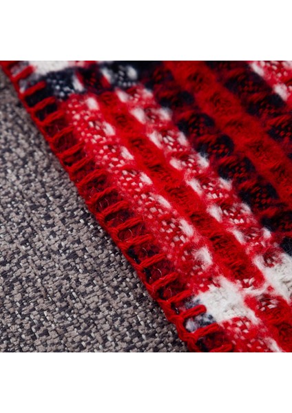 Oxford Kareli Diz Üstü Battaniye Kırmızı 130X170