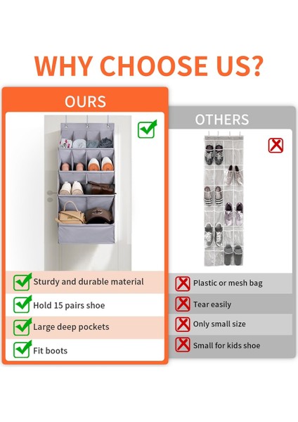 Kapı Asma Ayakkabı Organizatör Ayakkabı Rafı Büyük Derin Cepler Dolap Ayakkabı Raf Ayakkabı Rafı B (Yurt Dışından) indirimleri