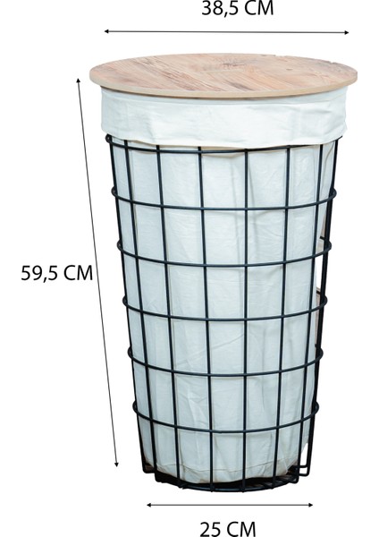 Tel Kirli Sepet Dekoratif Kumaşlı Metal Gövde Ahşap Tablalı Çok Amaçlı Düzenleyici fiyatları